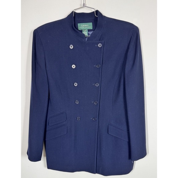 VTG Lauren Ralph Lauren Double Breasted Military Blazer Size 14 Worsted Wool
